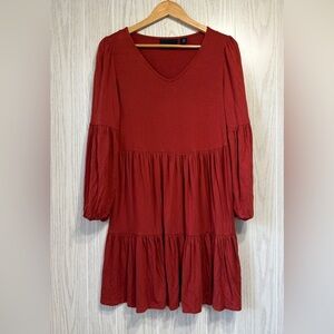 Cynthia Rowley Tiered Long Sleeve Babydoll Dress Size M